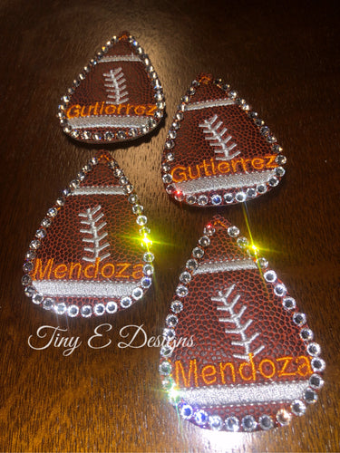 Football Earrings with crystals