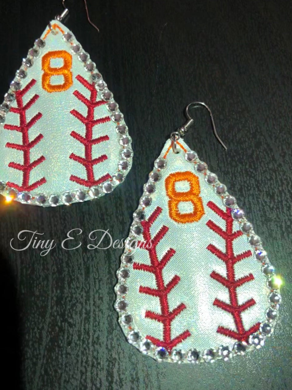 Baseball earrings with crystals