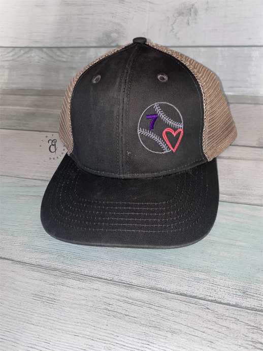 Custom Baseball Heart Ponytail Cap