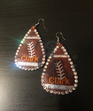 Load image into Gallery viewer, Football Earrings with crystals