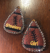 Load image into Gallery viewer, Football Earrings with crystals