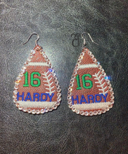 Load image into Gallery viewer, Football Earrings with crystals